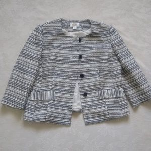 Talbots tweed linen blend jacket blazer crop